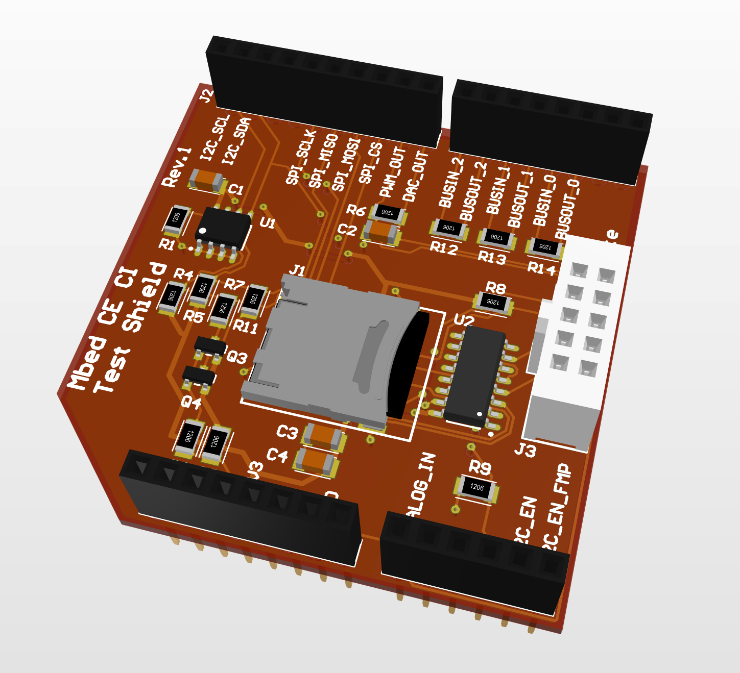 Mbed CI Test Shield pcb