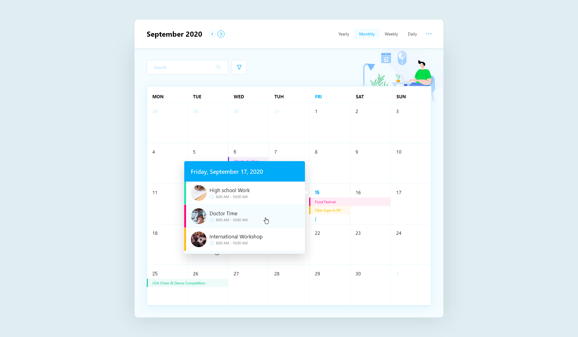 WordPress Event Calendar - Daily view(Fluent View Layouts Addon)