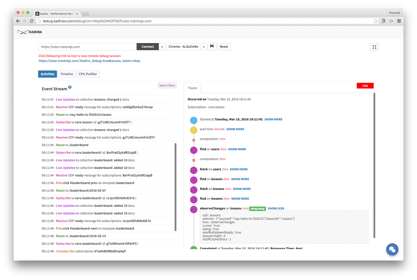 Kadira Debug - Full Stack Debugging Solution for Meteor