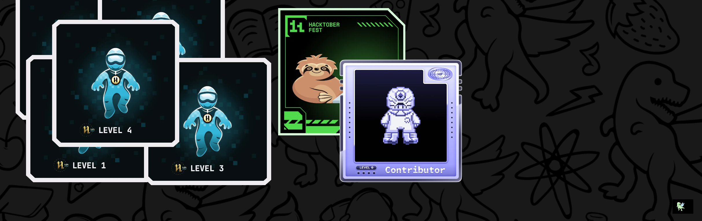 An image of @csharpie's Holopin badges, which is a link to view their full Holopin profile