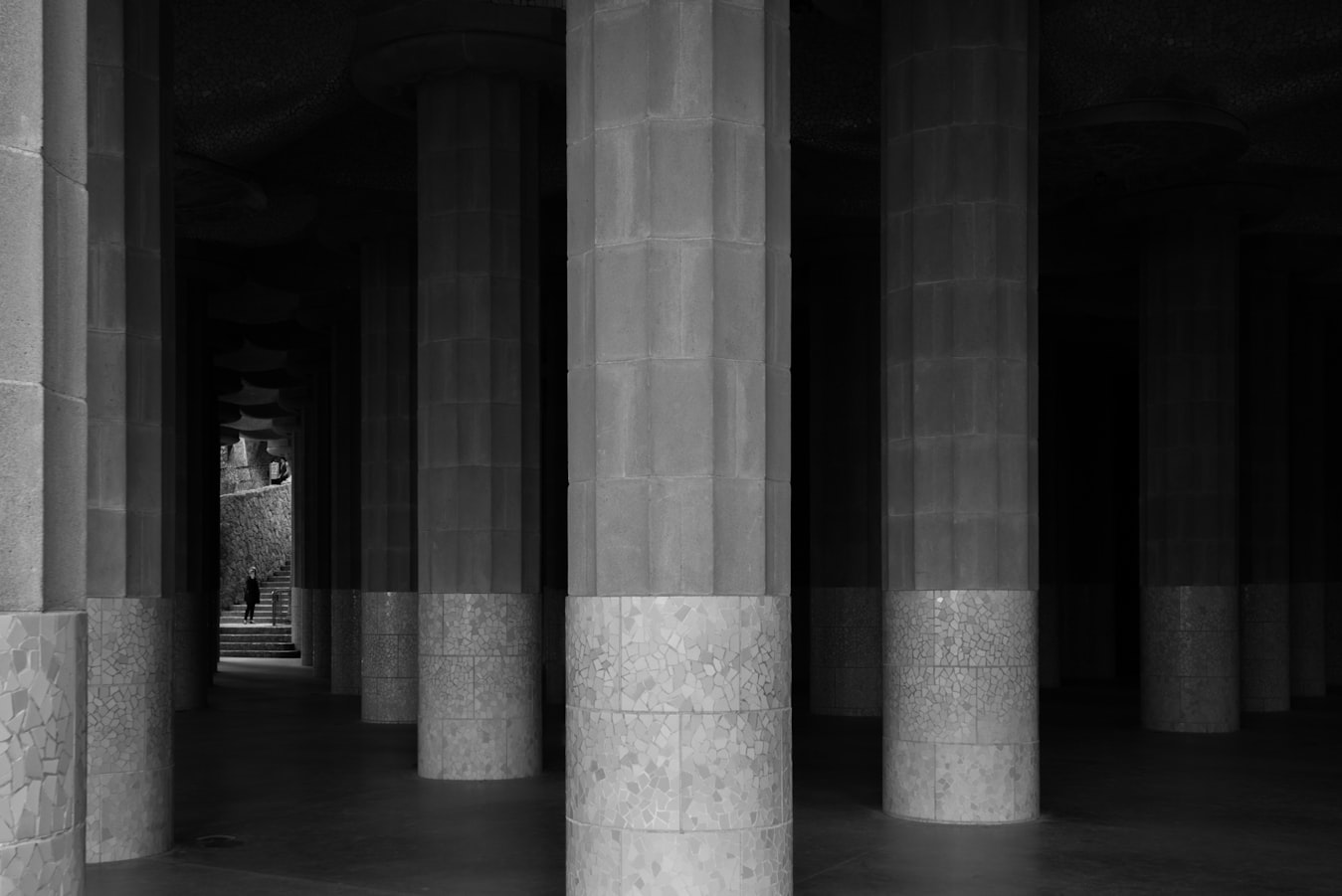 Concrete pillars under a large structure