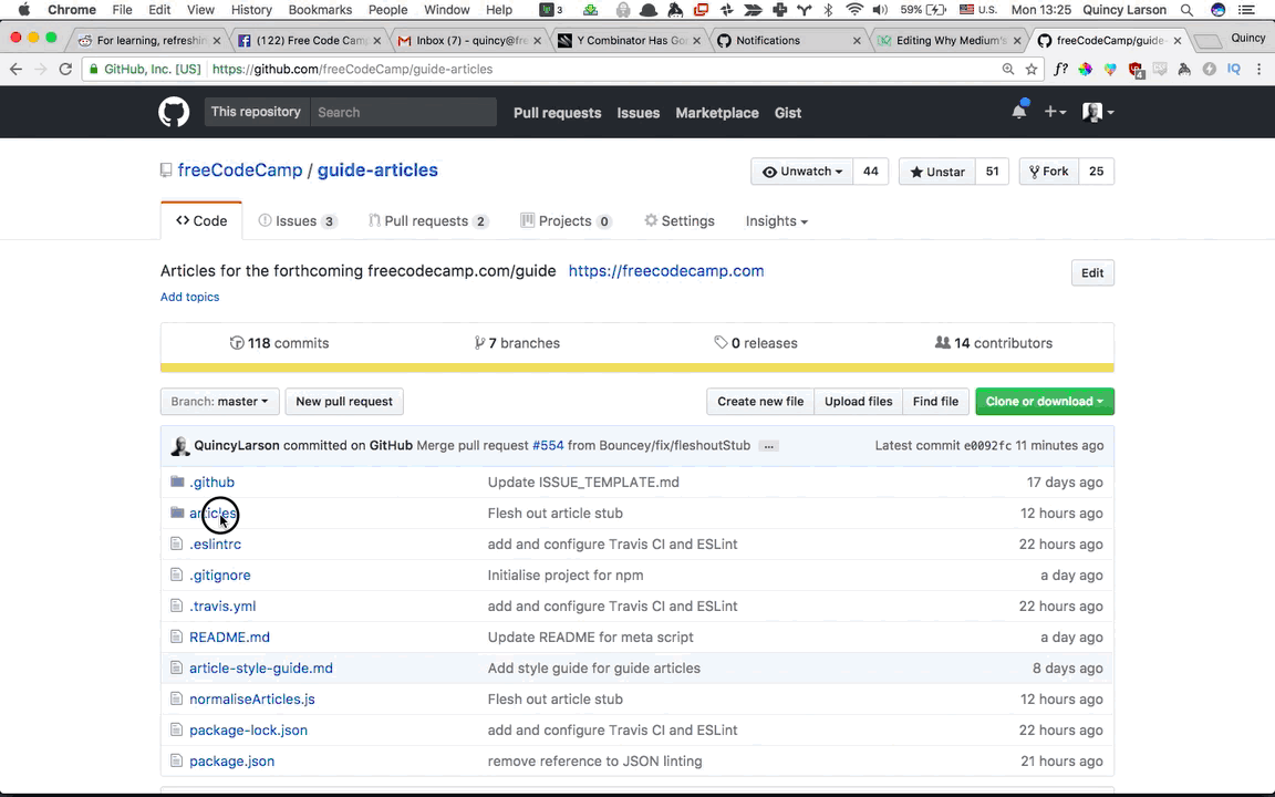 Gif showing the GitHub interface steps