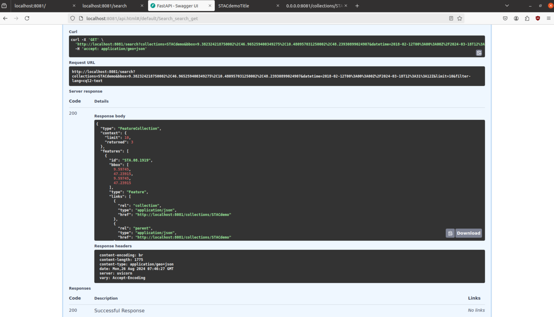 API query response 1