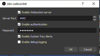 obs-websocket settings panel configuration