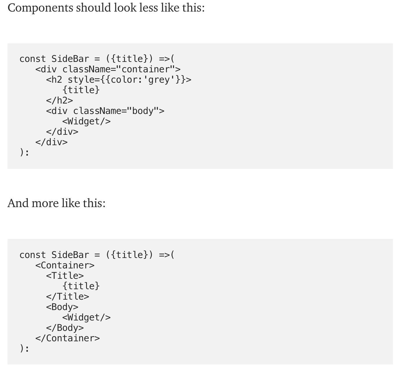 How component should look like