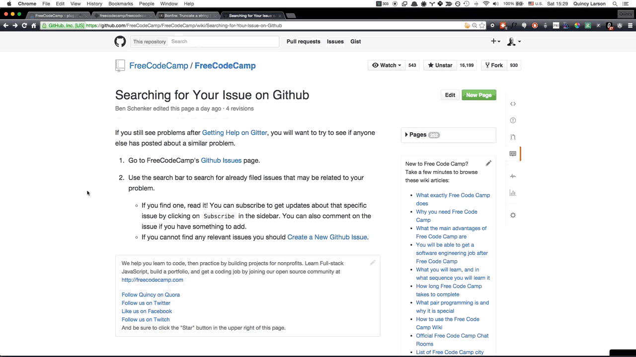 gif walking through the subsequent steps to search GitHub for the issue