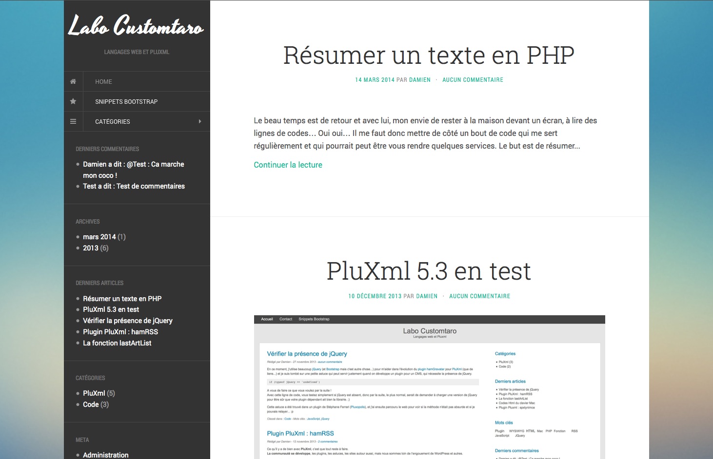 Screenshot PluXml french version