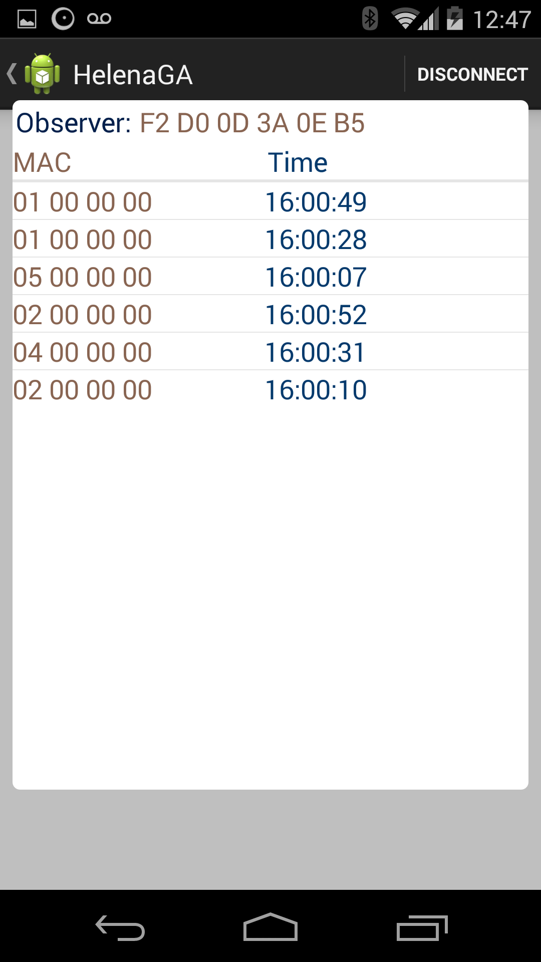 Showing details of the observer