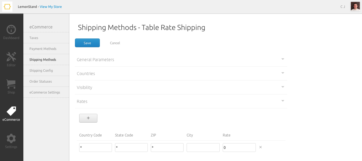 Shipping Method Rates