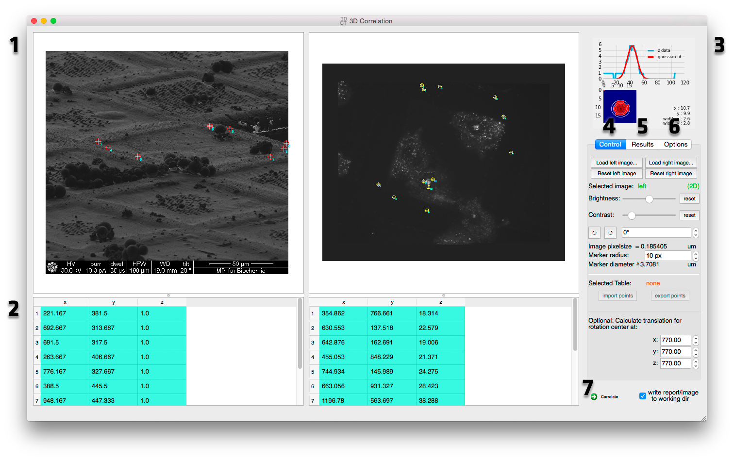 3D Correlation Toolbox Correlation Window screenshot