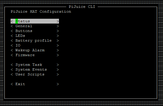 PiJuice CLI Menu