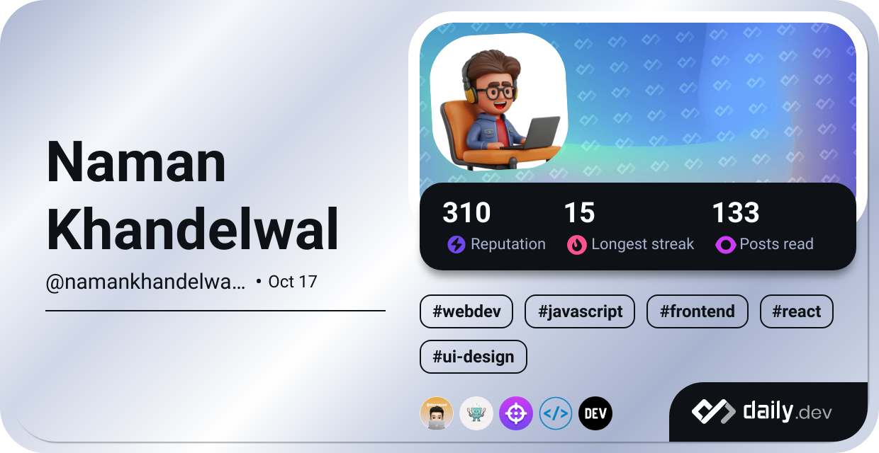 Naman Khandelwal's Dev Card