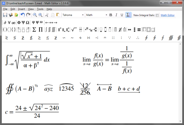 Math Editor Screenshot