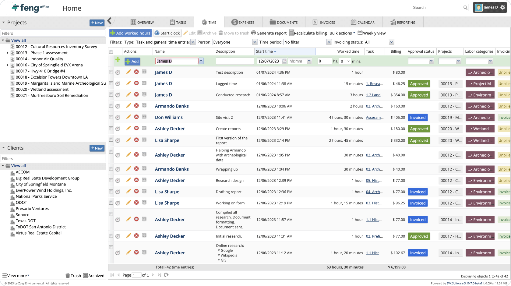 fengoffice Databases for Tasks and Projects