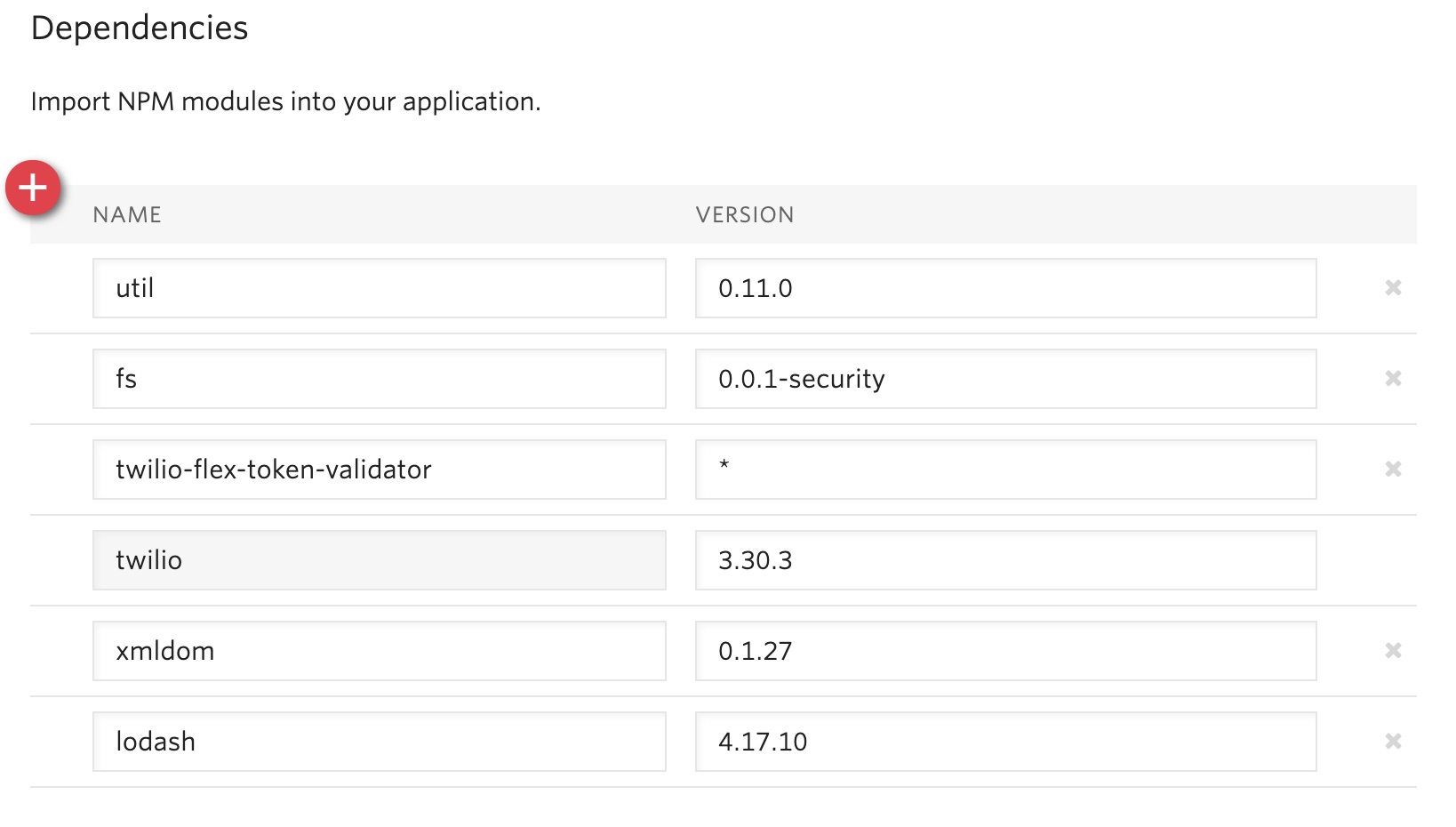 Twilio Token Validator Configuration