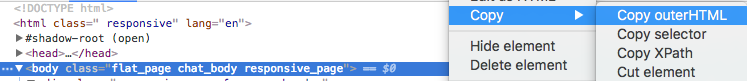Copying OuterHTML on Chrome