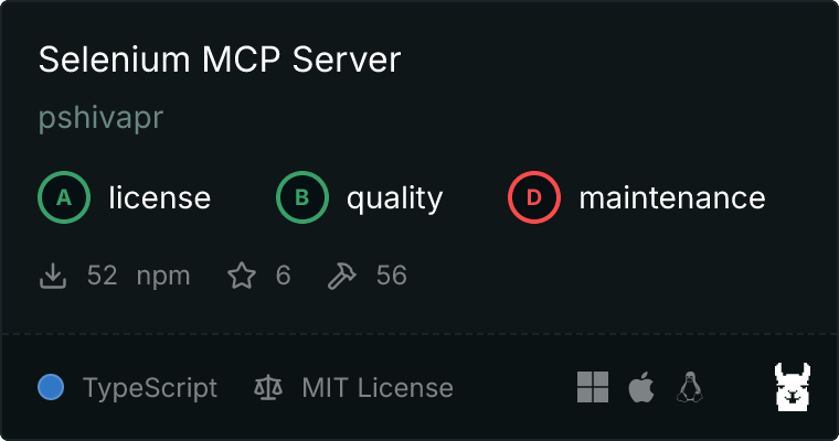 GitHub - pshivapr/selenium-mcp: Selenium Tools for MCP · GitHub