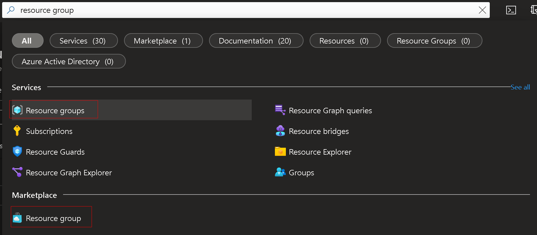 search resource group