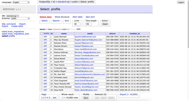 Adminer Dashboard