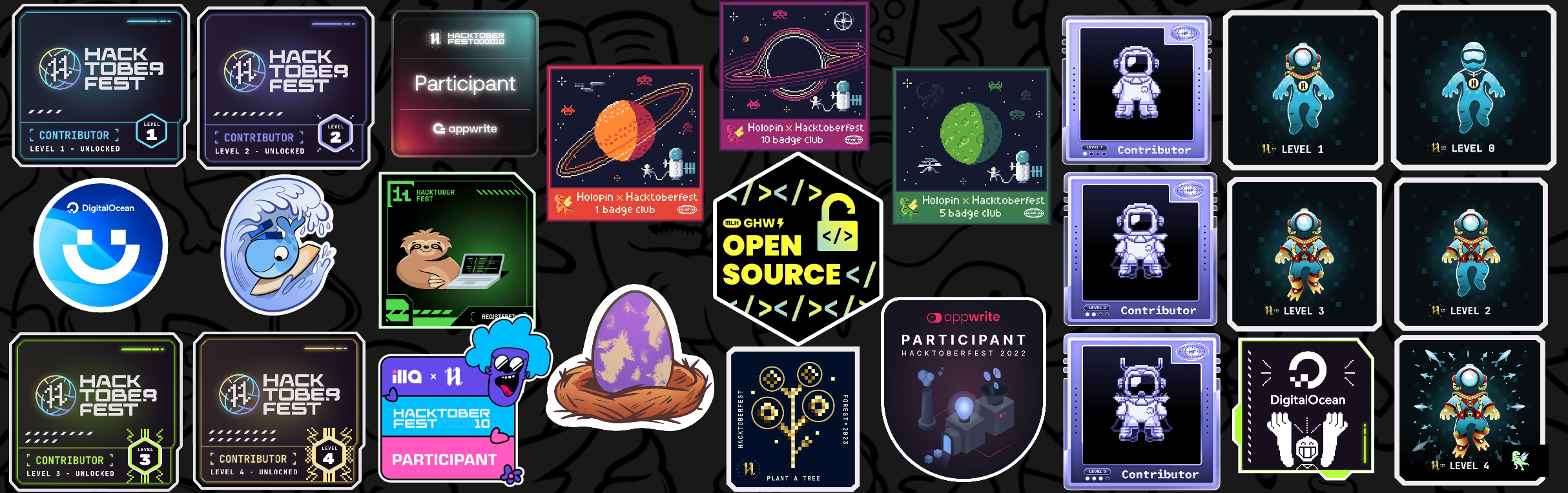 An image of @junedsetiawan's Holopin badges, which is a link to view their full Holopin profile