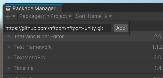 Add package from git URL.