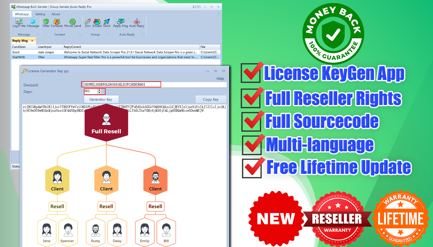 Whatsapp Bulk Sender | Group Sender |Auto Reply +License KeyGen App-Full Reseller