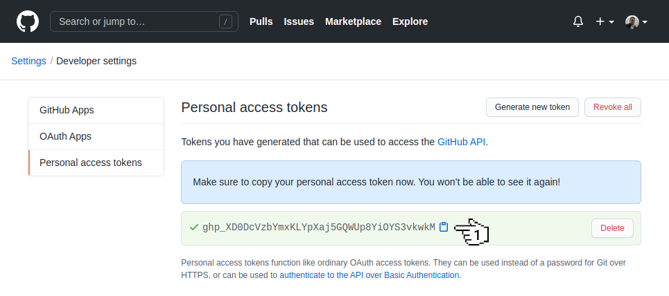GitHub - Create token