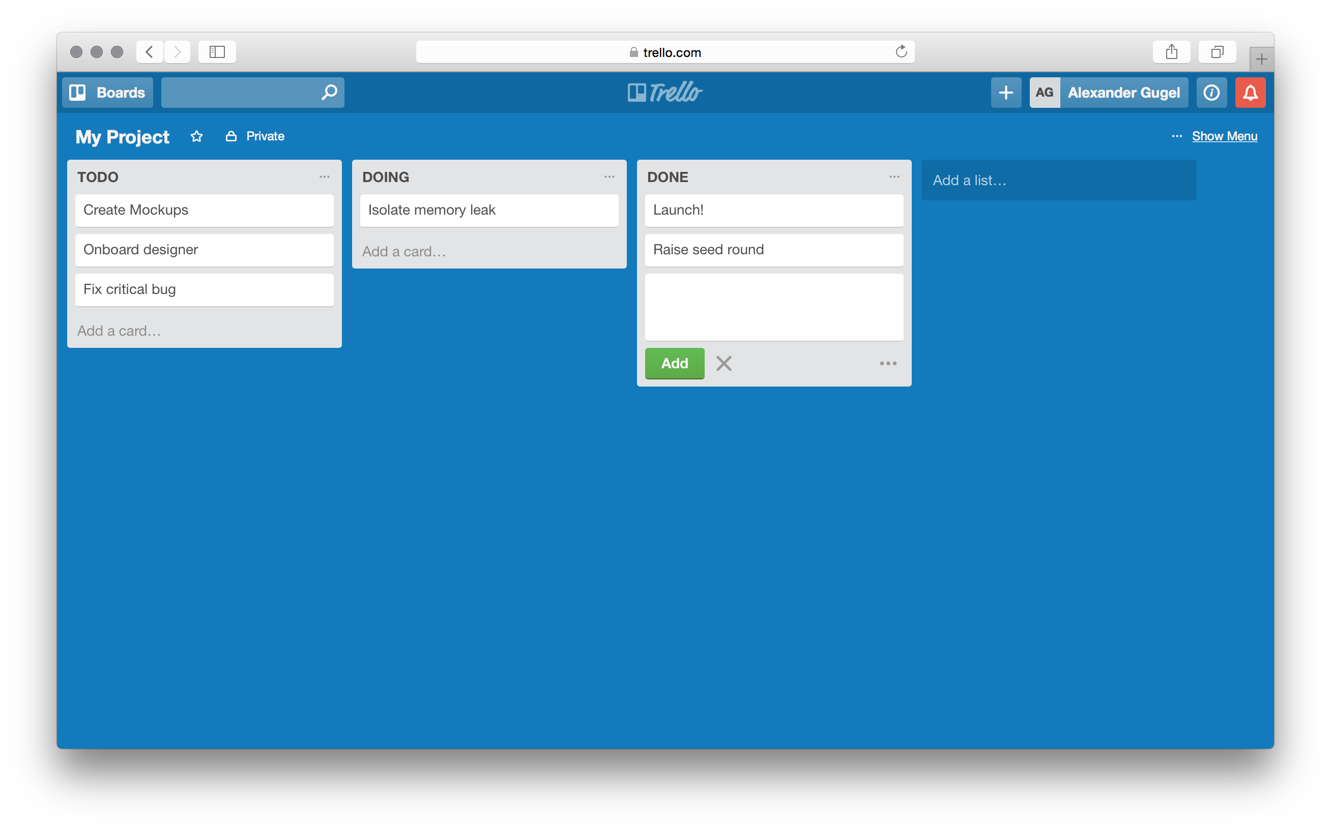 Trello Screenshot