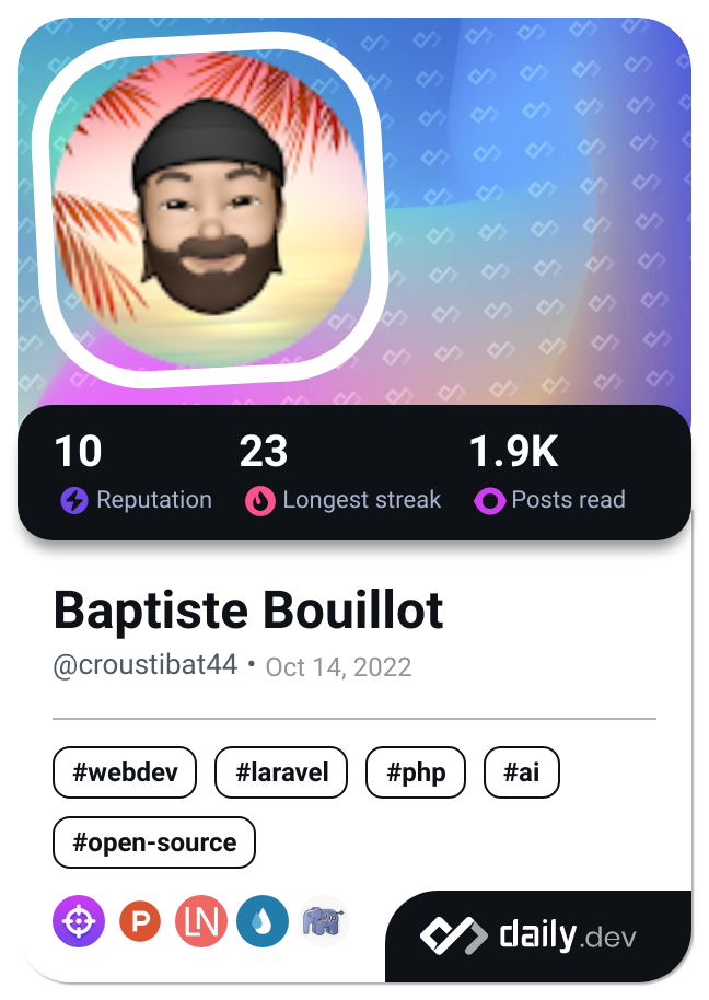 Baptiste Bouillot's Dev Card