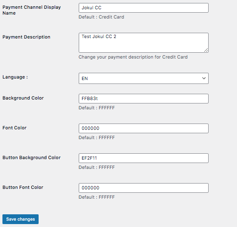 Credit Card Configuration Details