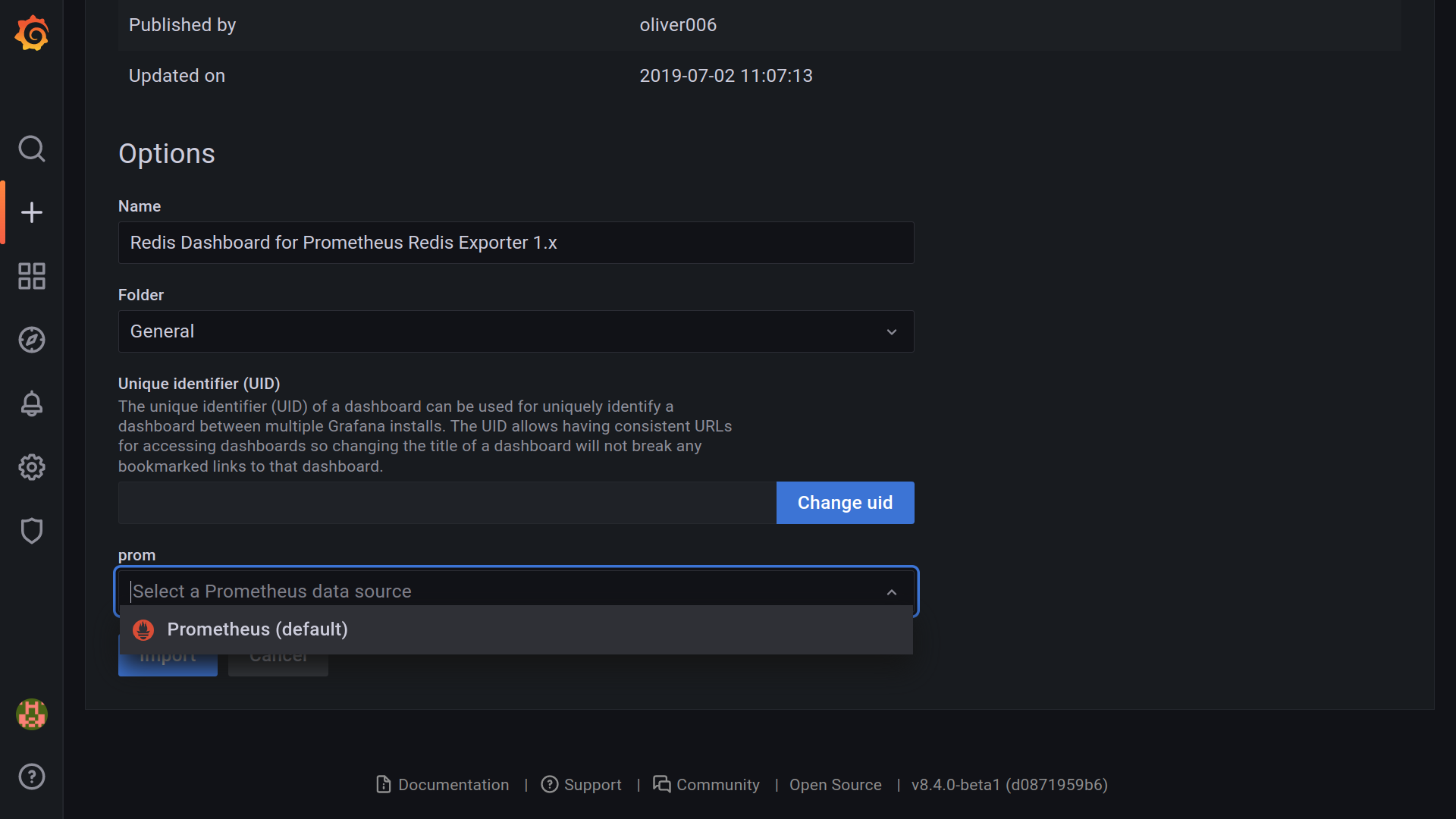 Import JSON of code