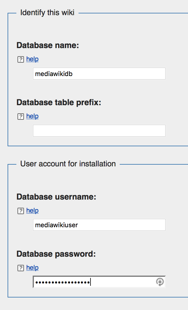 MySQL credentials