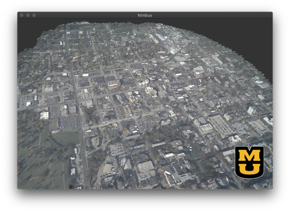 Image of Nimbus showing point cloud of Columbia, MO