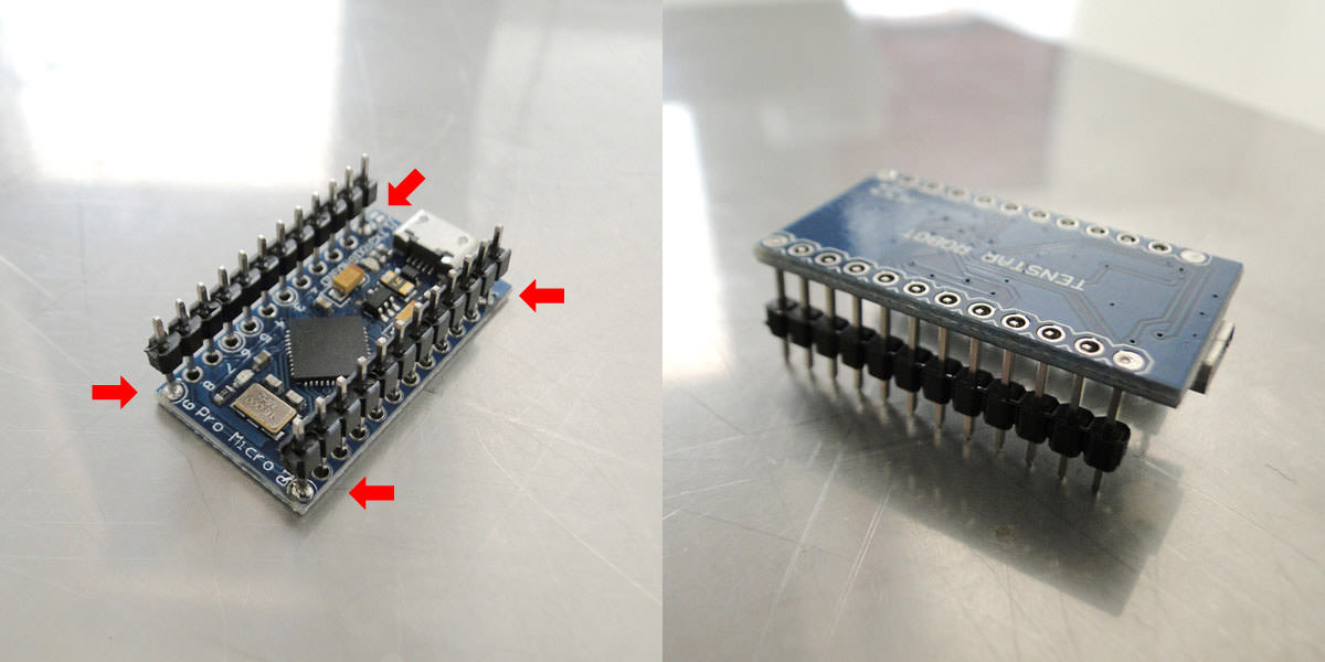 Check the pins are flush with the bottom