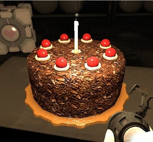 screenshot of cake from video game Portal