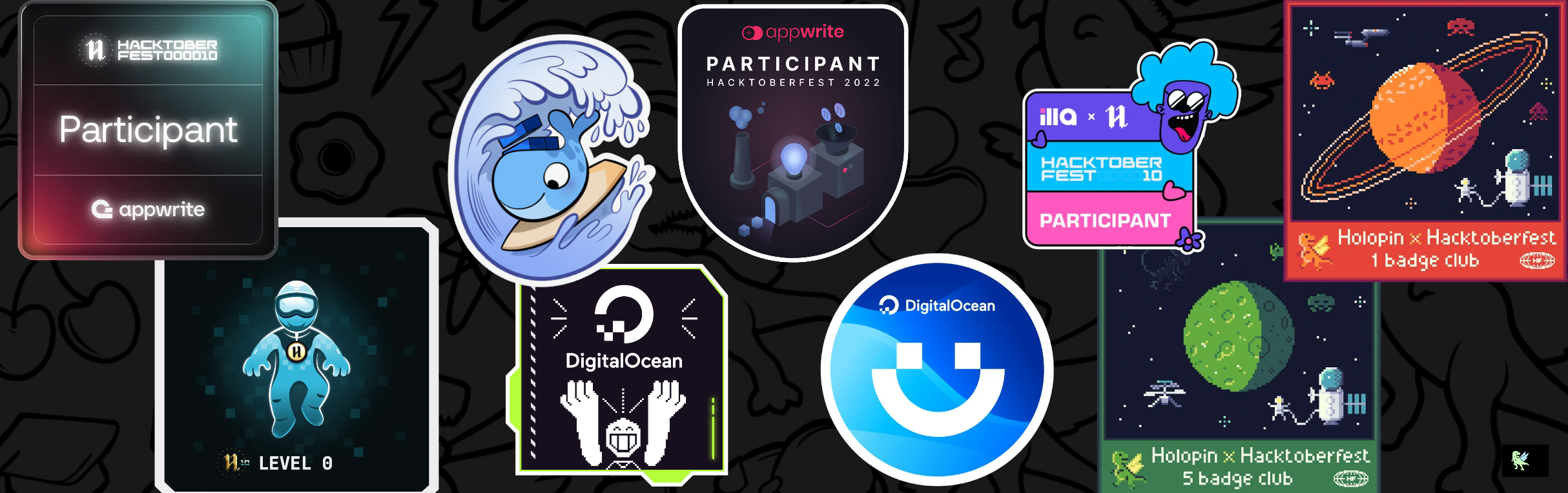 An image of @elquimeras's Holopin badges, which is a link to view their full Holopin profile