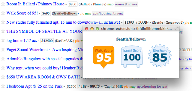 Right-Click Walk Score Craigslist screenshot