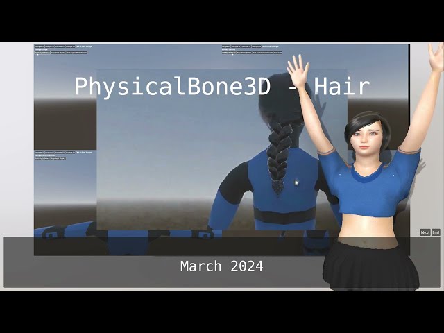 Godot PhysicalBone3D hair Example