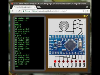 Screenshot of BASIC for Arduino in web-emulator