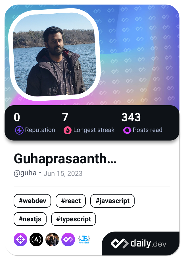 Guhaprasaanth Nandagopal's Dev Card