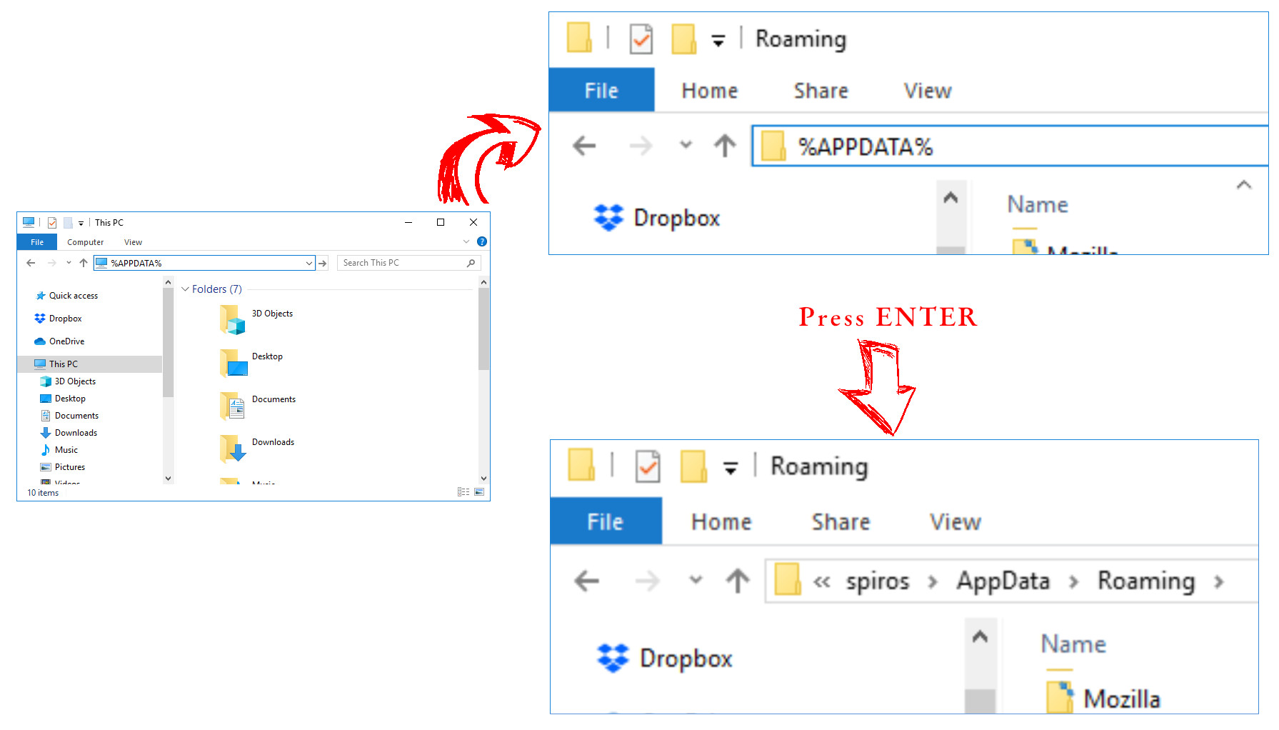 Navigating to %APPDATA%