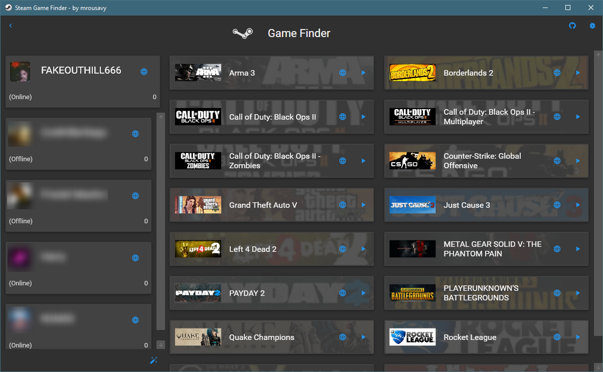 Screenshot of GameFinder