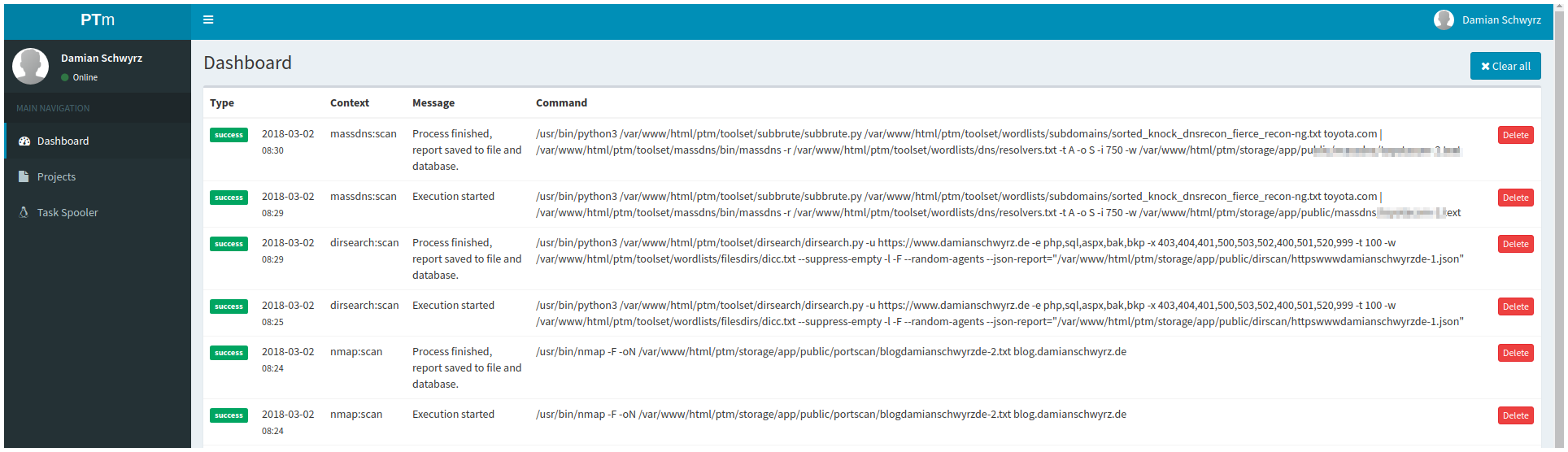 Tracking process status