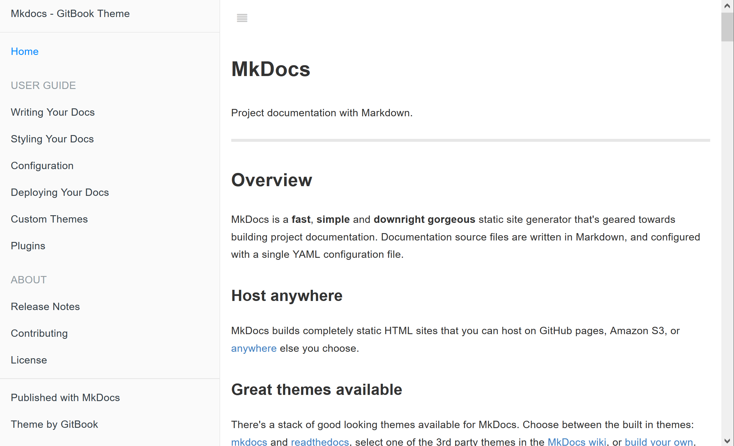 MkDocs GitBook Theme