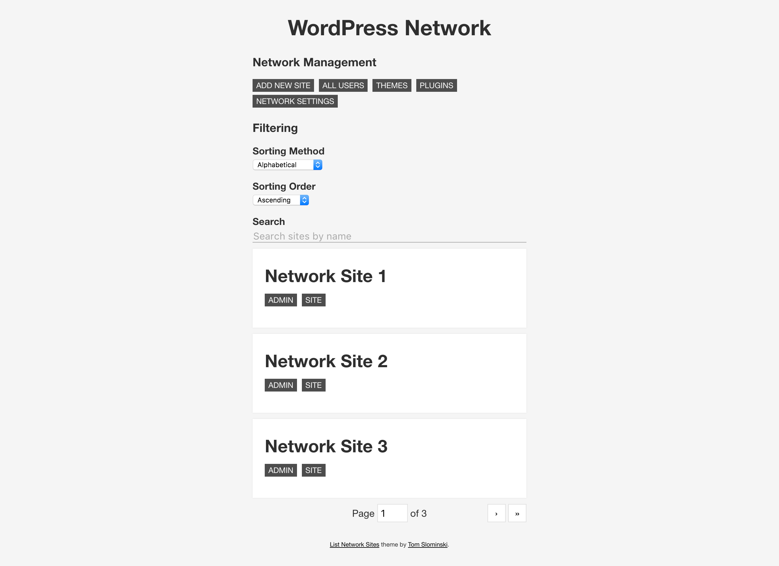 List Network Sites screenshot