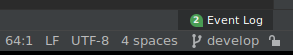The Intellij IDEA editor has checked out the develop branch from the Github Repo.