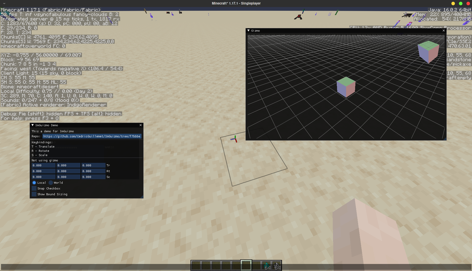 Example showing 3D modeling tools in game