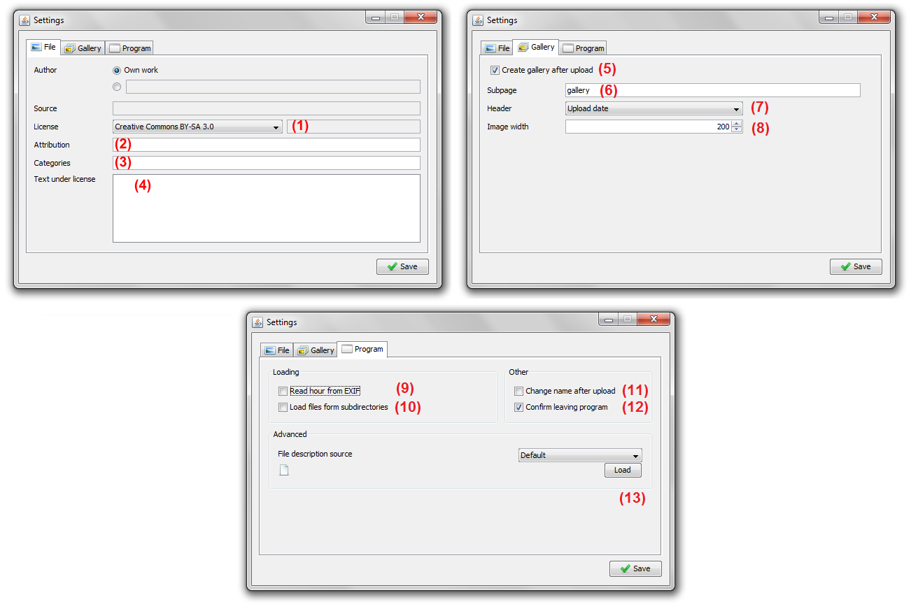 Settings form