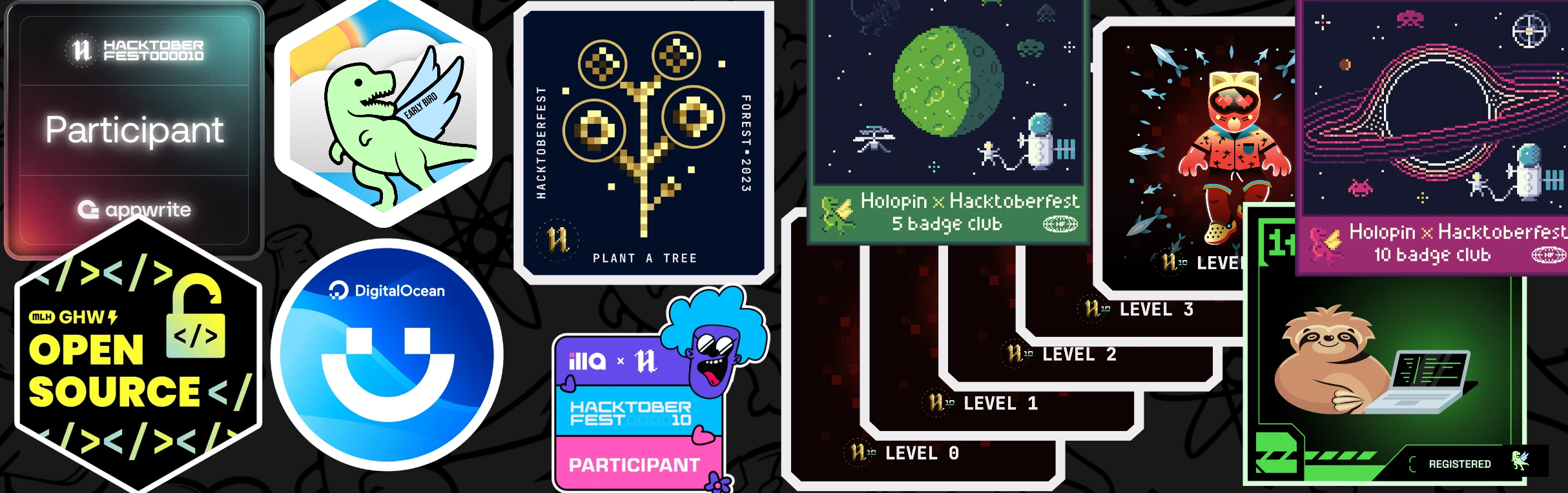 An image of @bishwobista's Holopin badges, which is a link to view their full Holopin profile