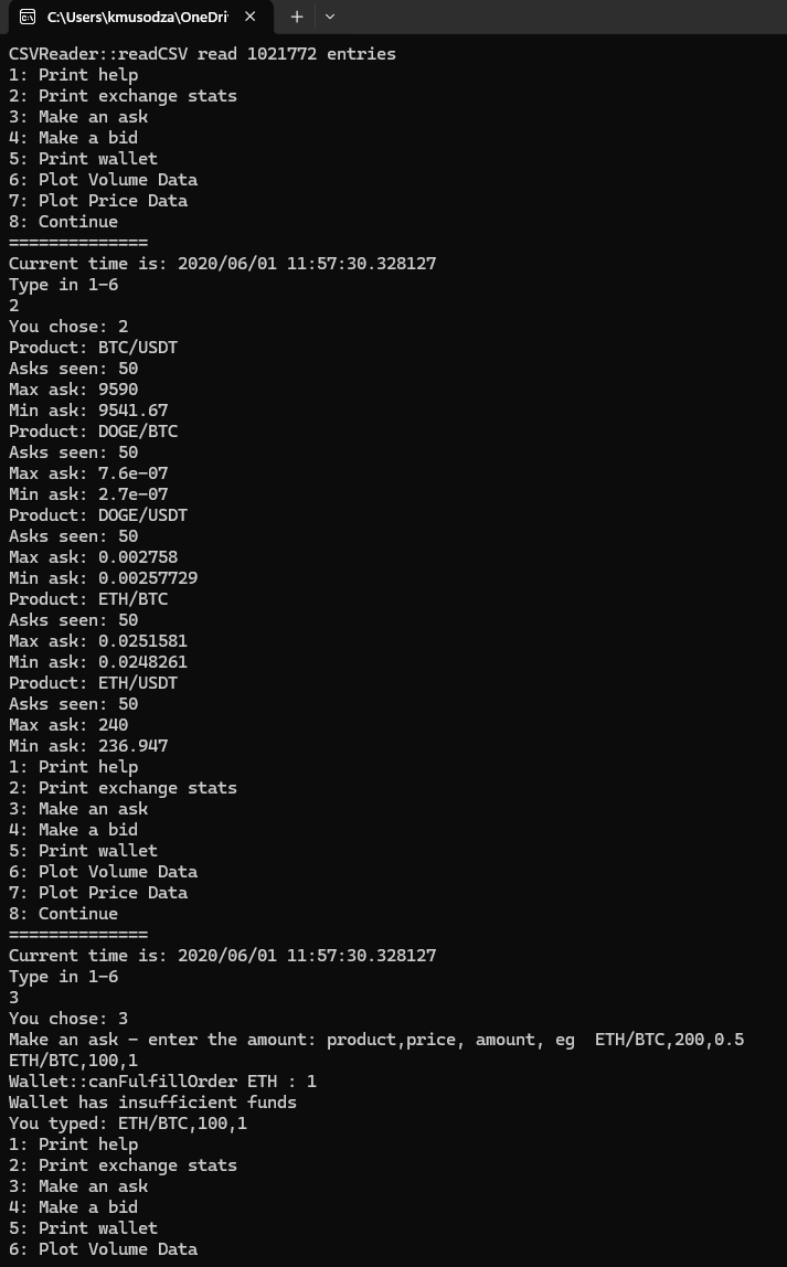 Print exchange stats screenshot